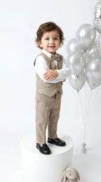 Classic Beige Waistcoat Suit