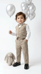 Classic Beige Waistcoat Suit