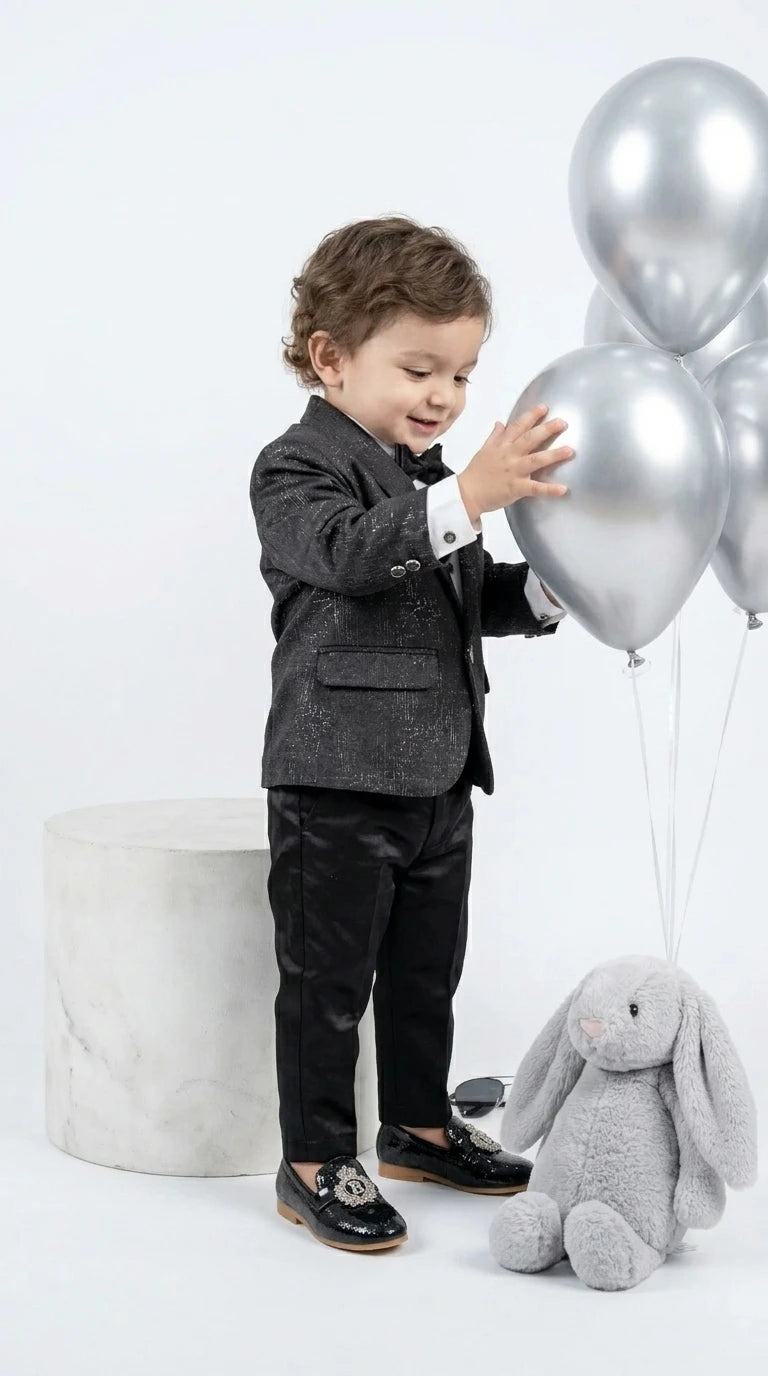 Black Shimmer Party Blazer Set