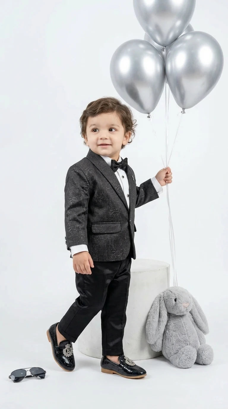 Black Shimmer Party Blazer Set