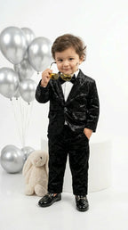 Classic Black Velvet Suit Set