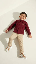 Maroon Utility Pocket Shirt with Cargo Trousers Set