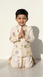 Ivory Embroidered Indo-Western Dhoti Set