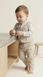 Classic Beige Waistcoat Formal Set