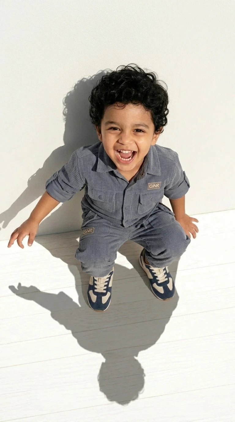 Charcoal Cord Shirt & Jogger Set