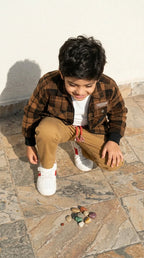 Brown Plaid Jacket & Khaki Pants Set
