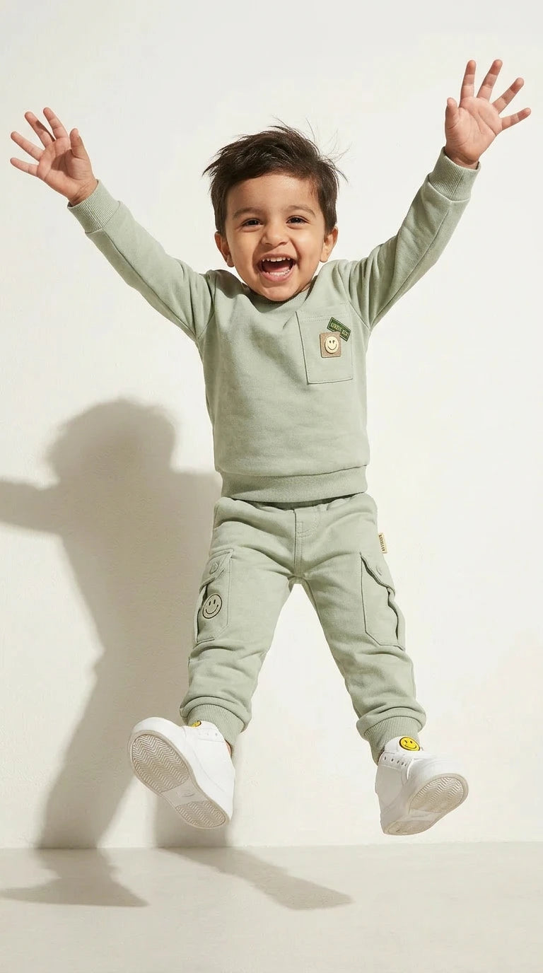 Sage Smile Sweatshirt & Cargo Joggers Set