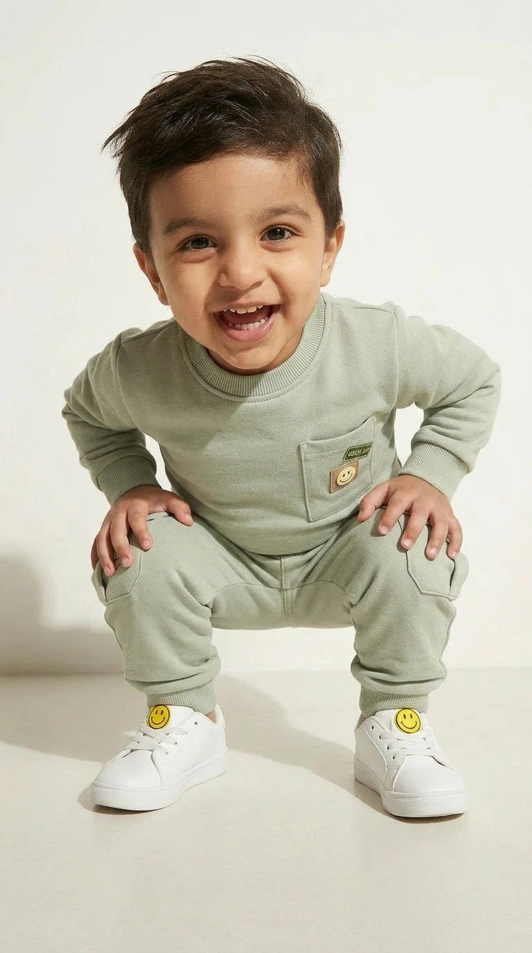 Sage Smile Sweatshirt & Cargo Joggers Set
