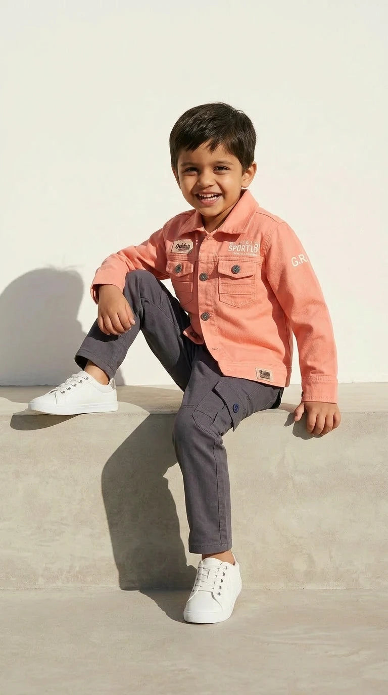 Trendsetter Denim Jacket & Cargo Pants Set