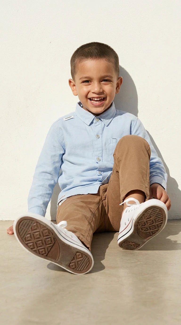Sky Blue Shirt & Khaki Trouser Set