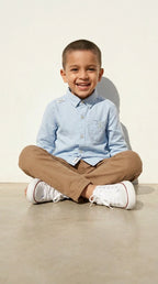 Sky Blue Shirt & Khaki Trouser Set