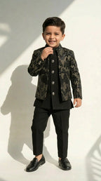 Black Sequined Indo-Western Set