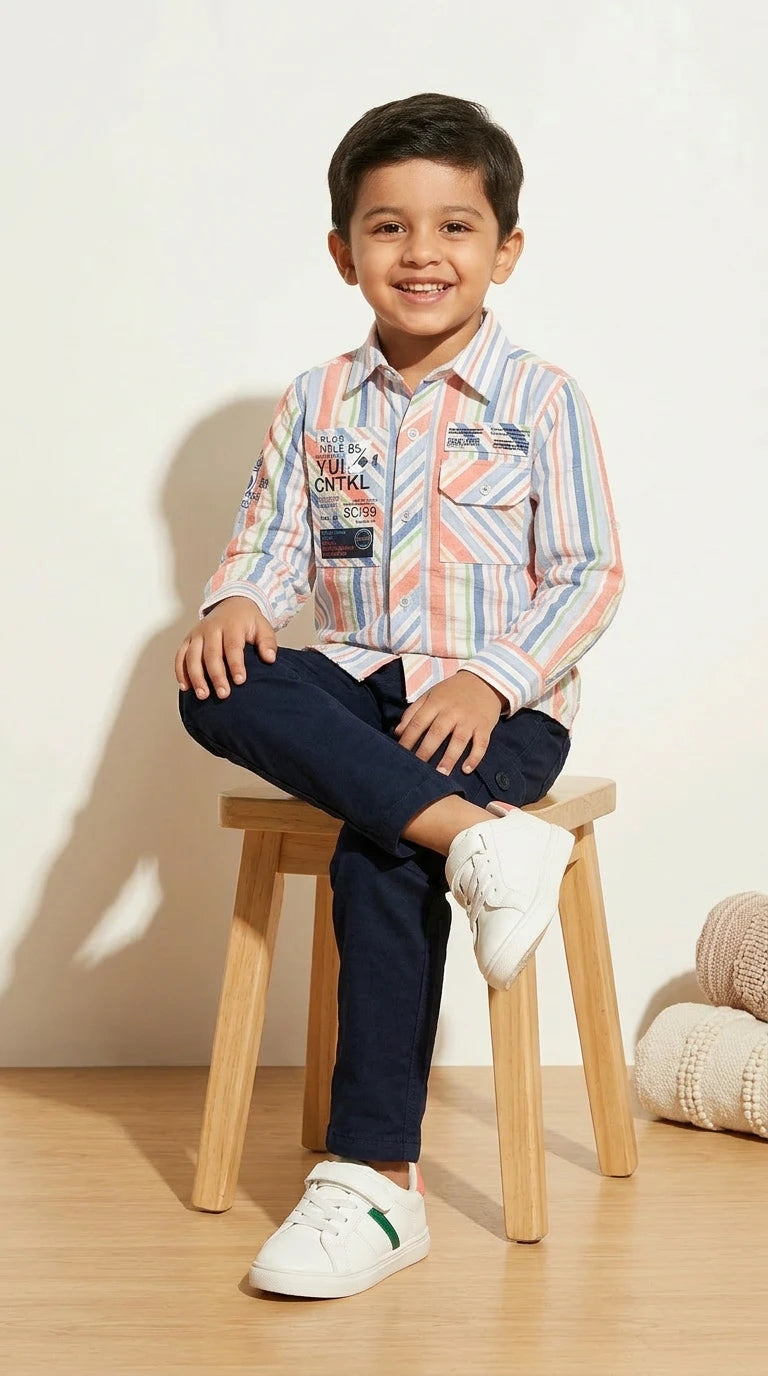 Rainbow Stripe Casual Set