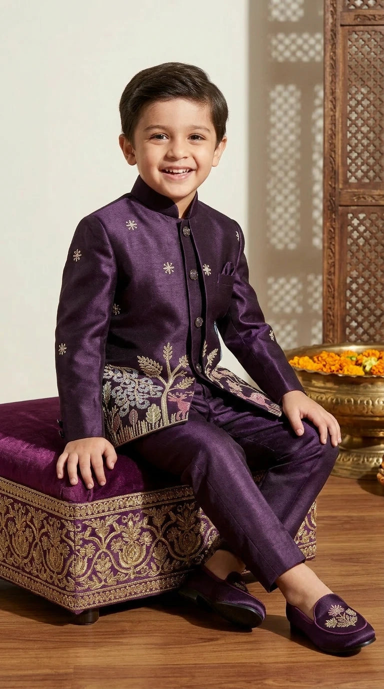 Royal Plum Heritage Embroidered Set