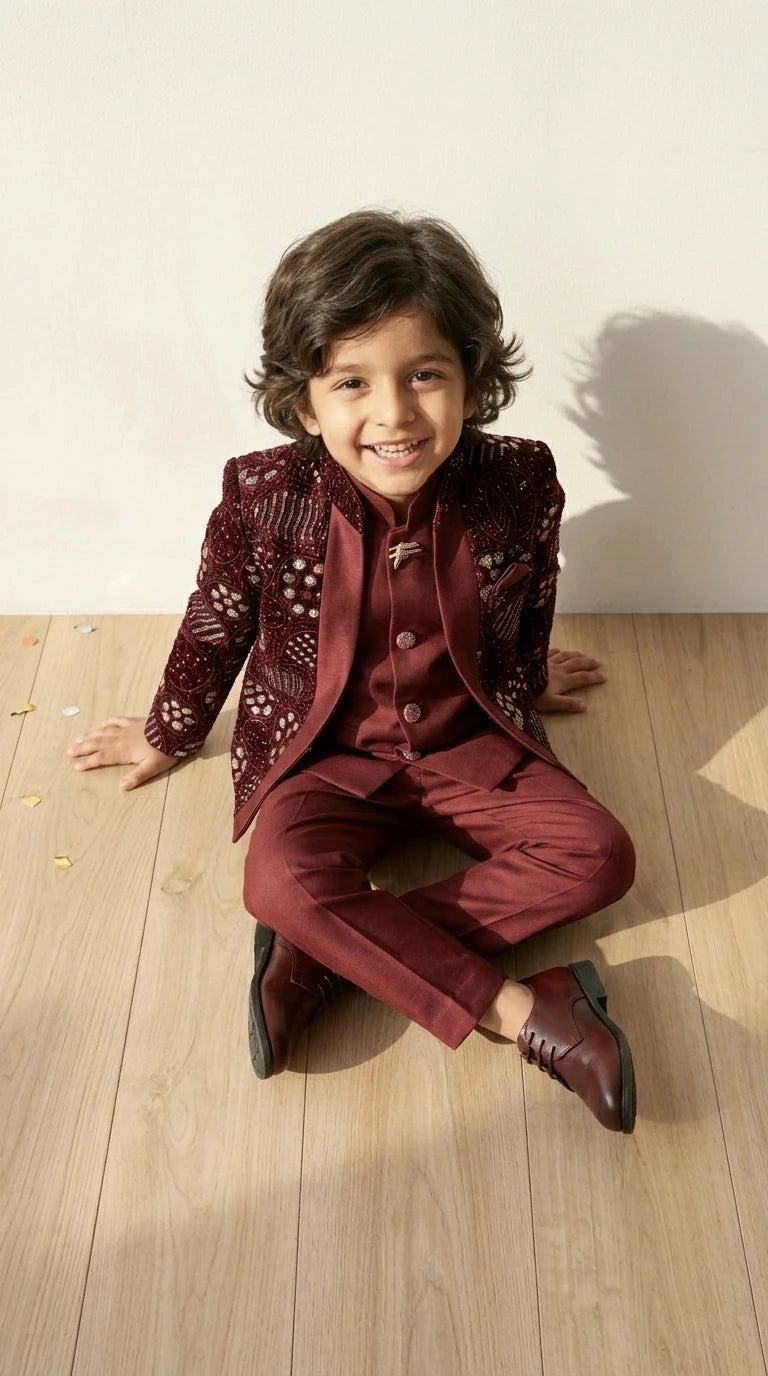 Burgundy Royal Embroidered Set