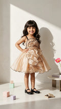 Golden Bloom Party Dress