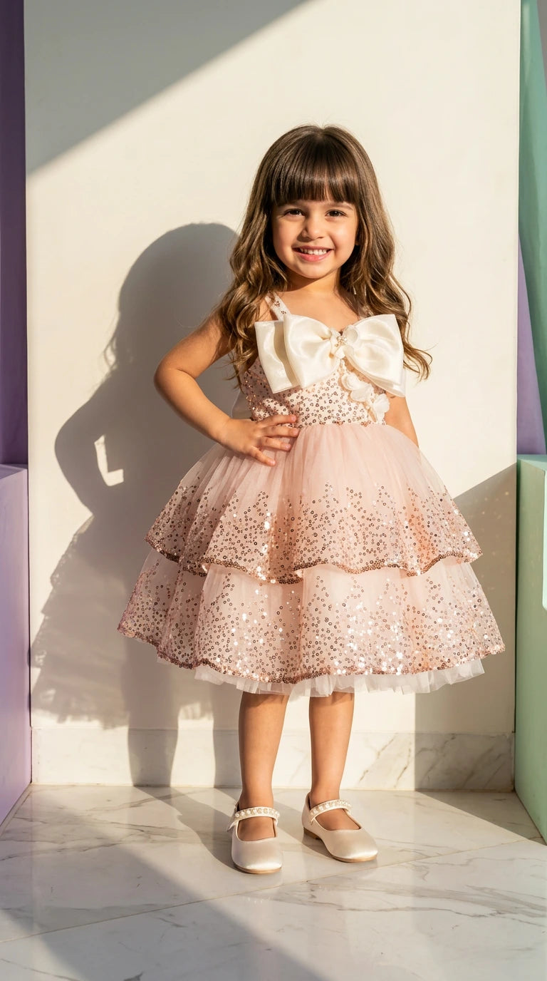 Blush Sparkle Tiered Dress