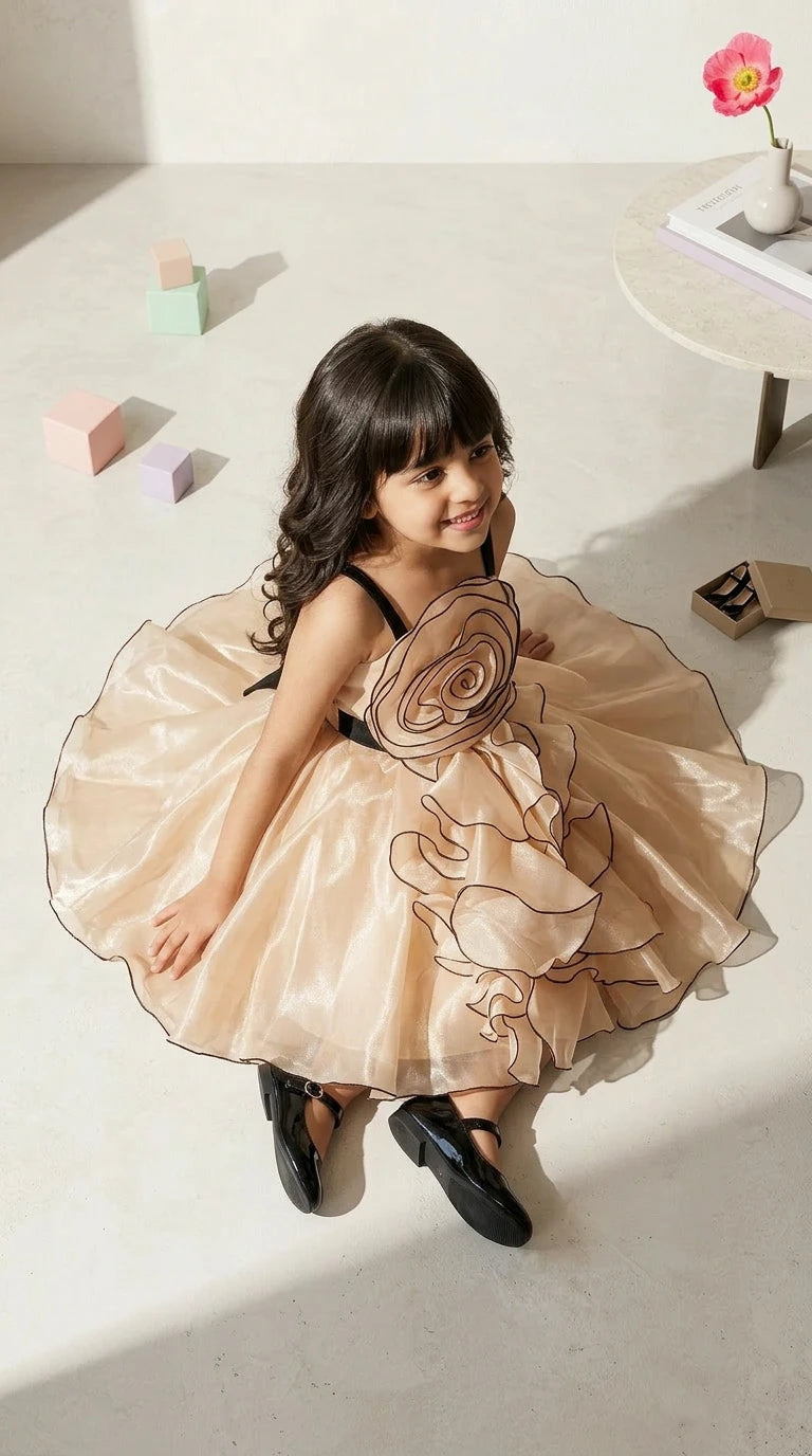 Golden Bloom Party Dress