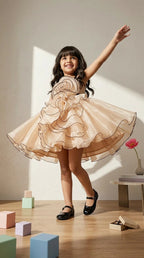 Golden Bloom Party Dress