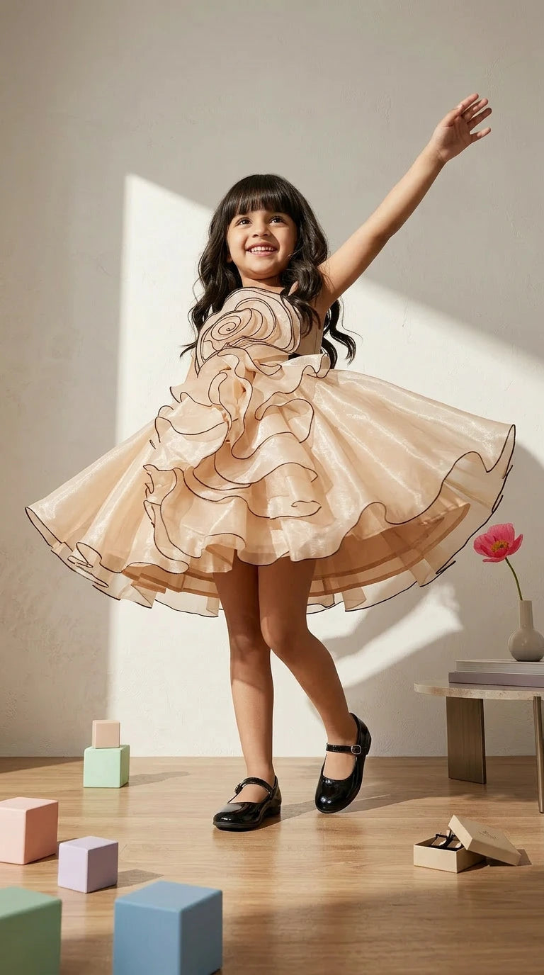 Golden Bloom Party Dress