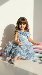 Frosted Blue Rosette Dress