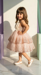 Blush Sparkle Tiered Dress