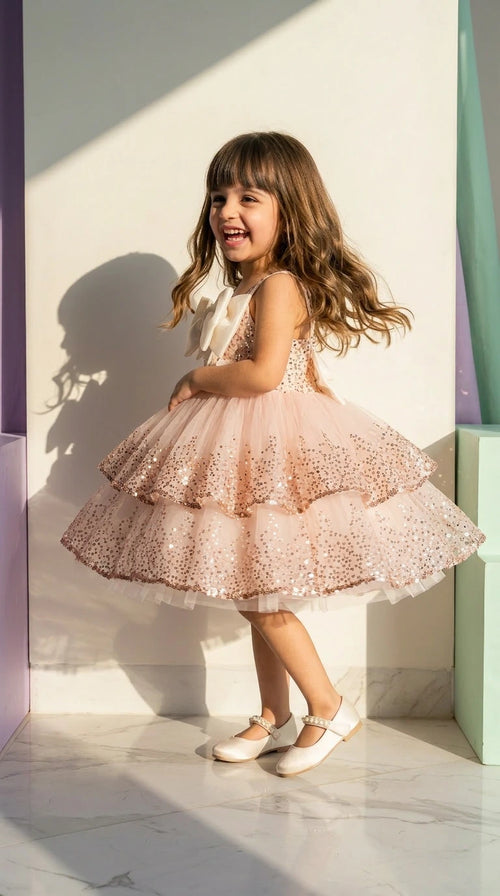Blush Sparkle Tiered Dress