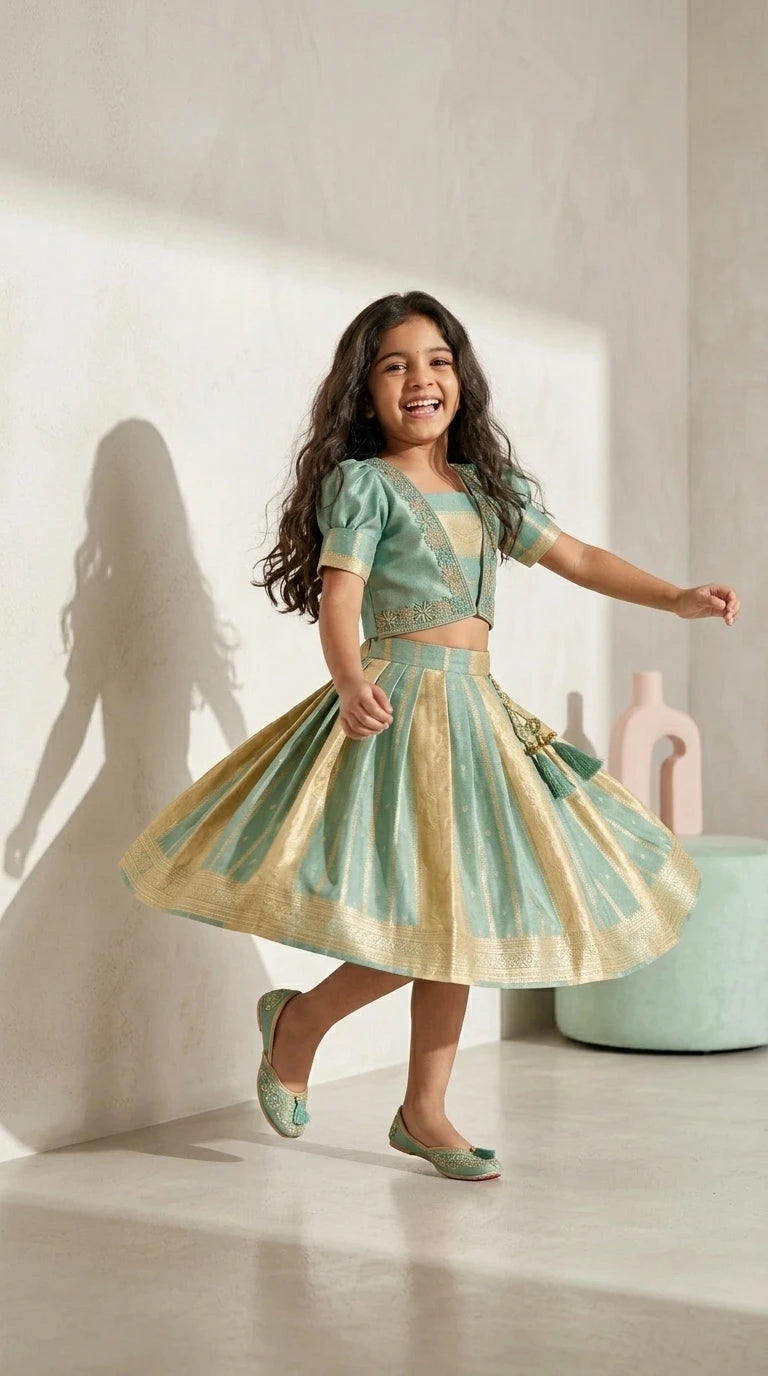 Mint Zari Twirl Set