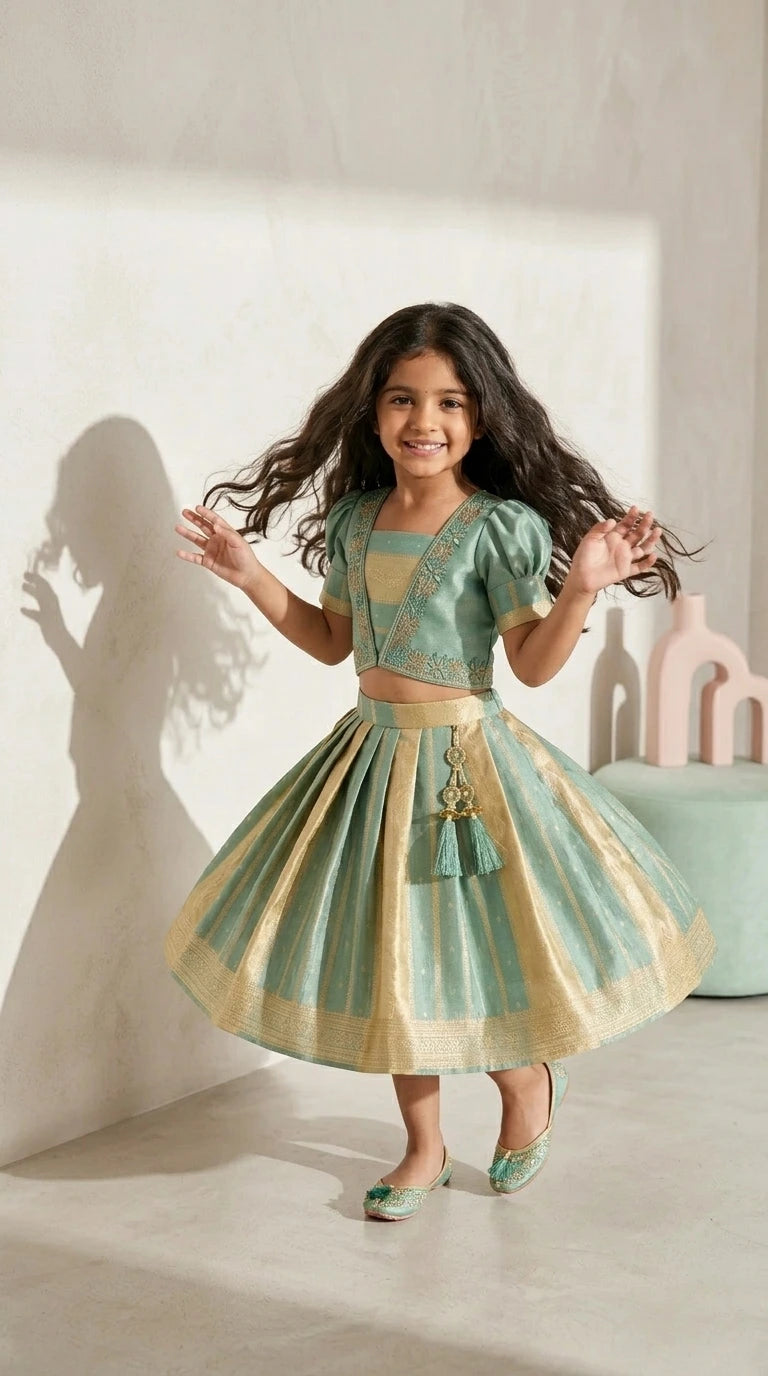 Mint Zari Twirl Set