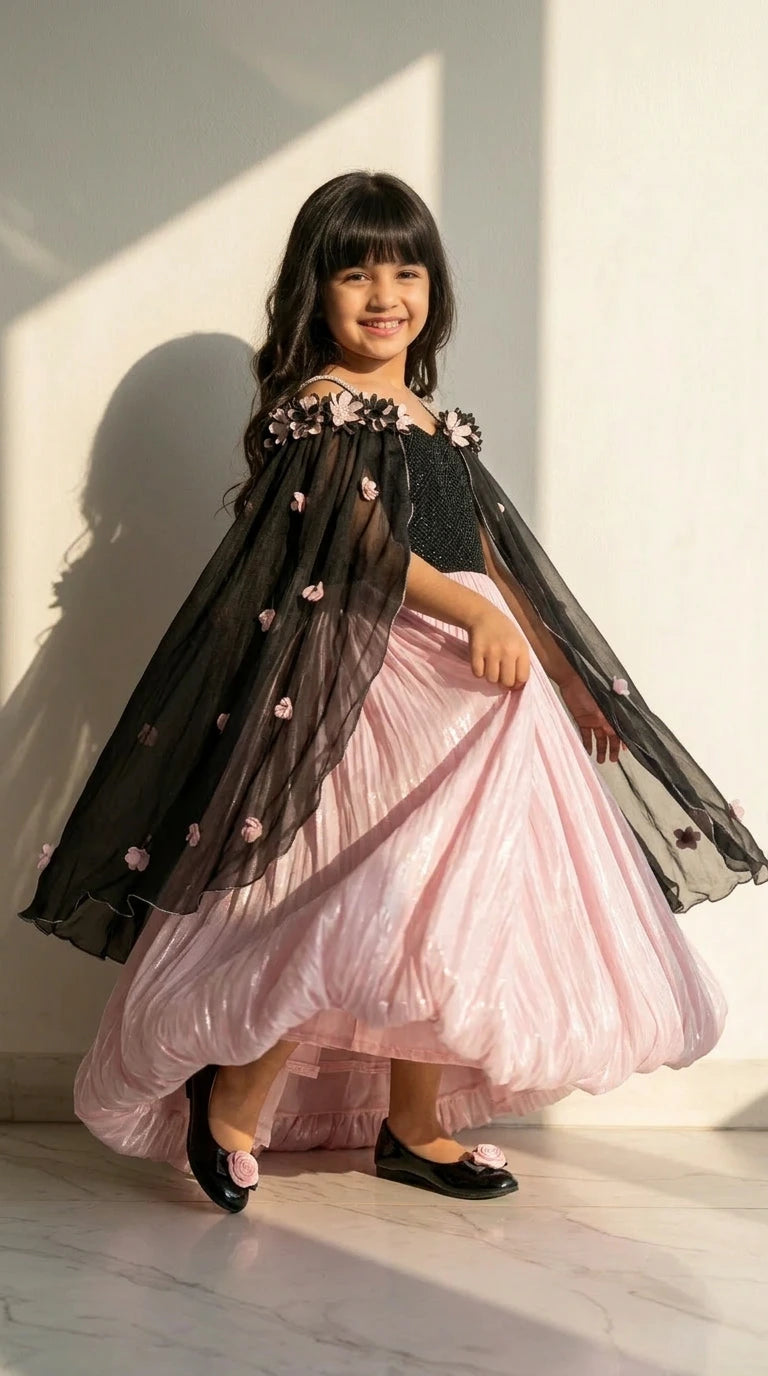 Blush Princess Cape Gown