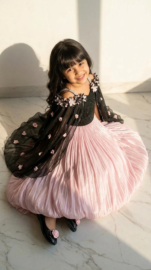 Blush Princess Cape Gown