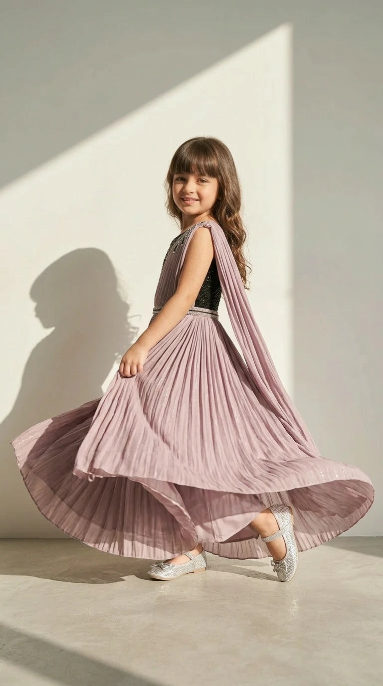 Mauve Asymmetrical Party Gown