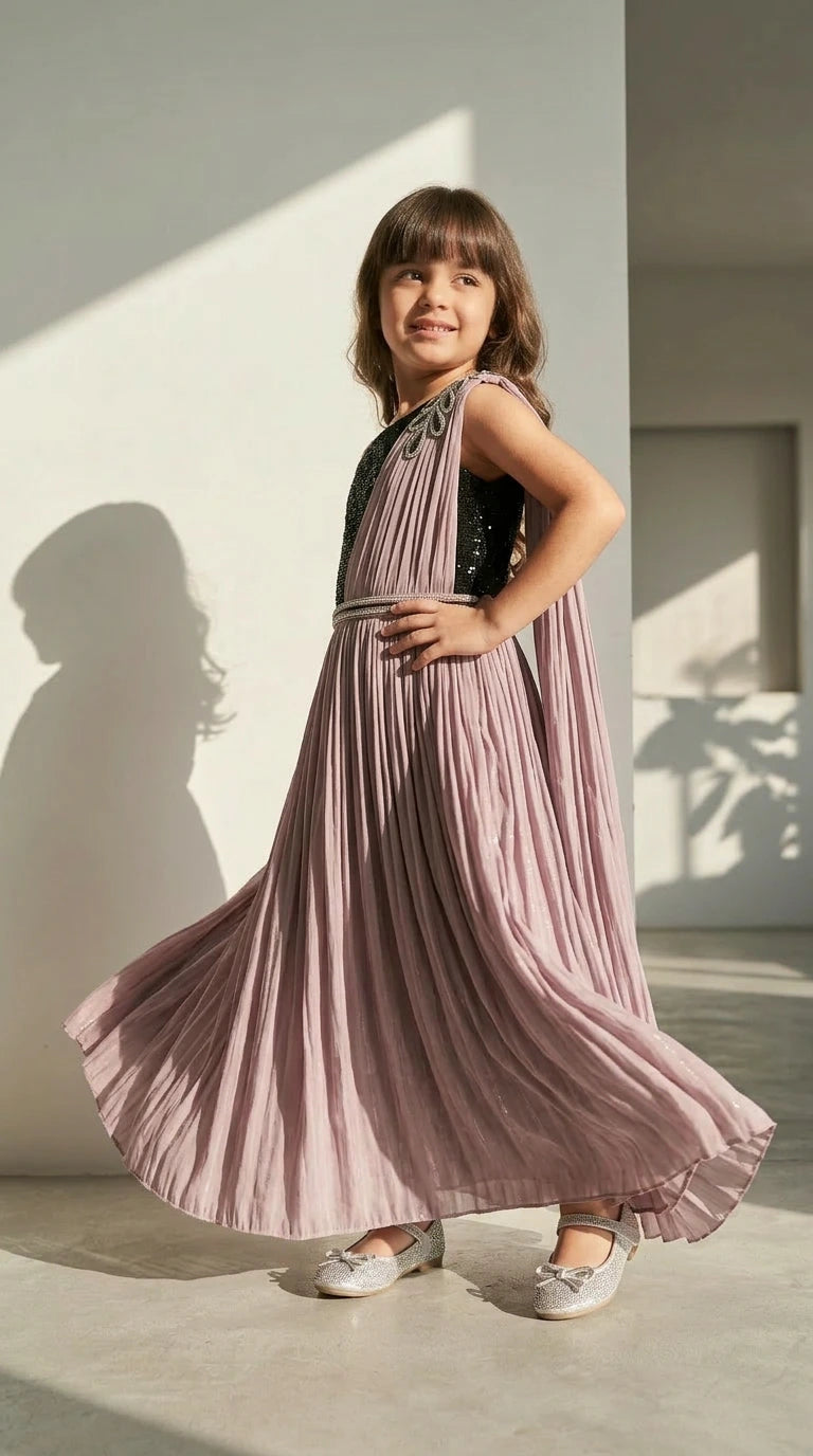 Mauve Asymmetrical Party Gown