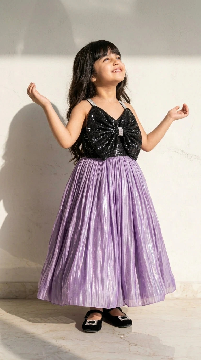 Lavender Bow Sparkle Party Dress