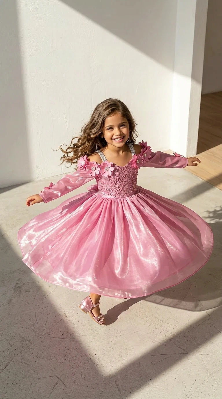 Blush Floral Princess Party Dress