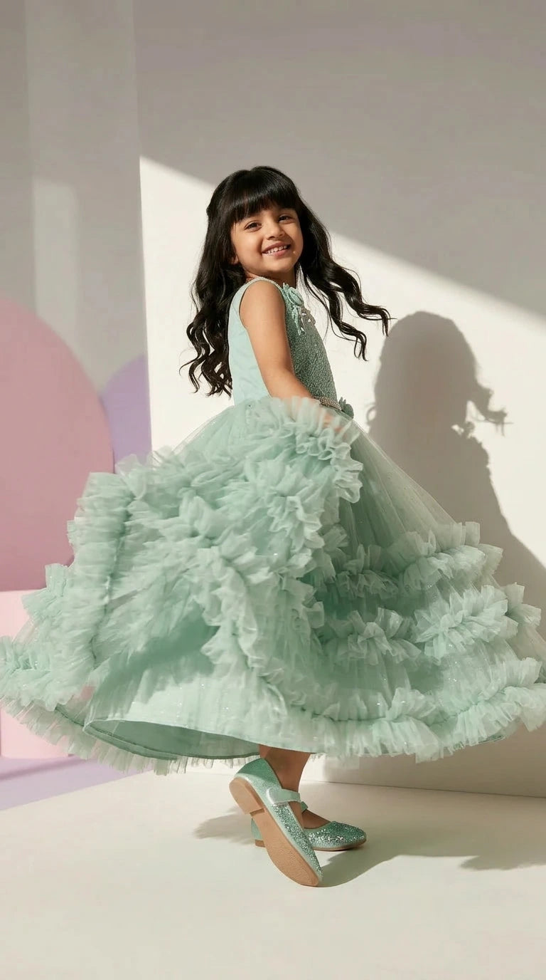 Mint Dream Ruffle Gown