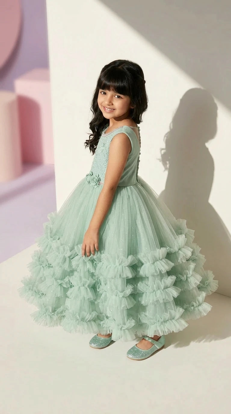 Mint Dream Ruffle Gown