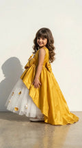 Golden Bloom Layered Party Gown