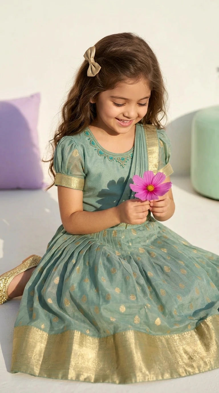 Mint Gold Ethnic Charm Gown