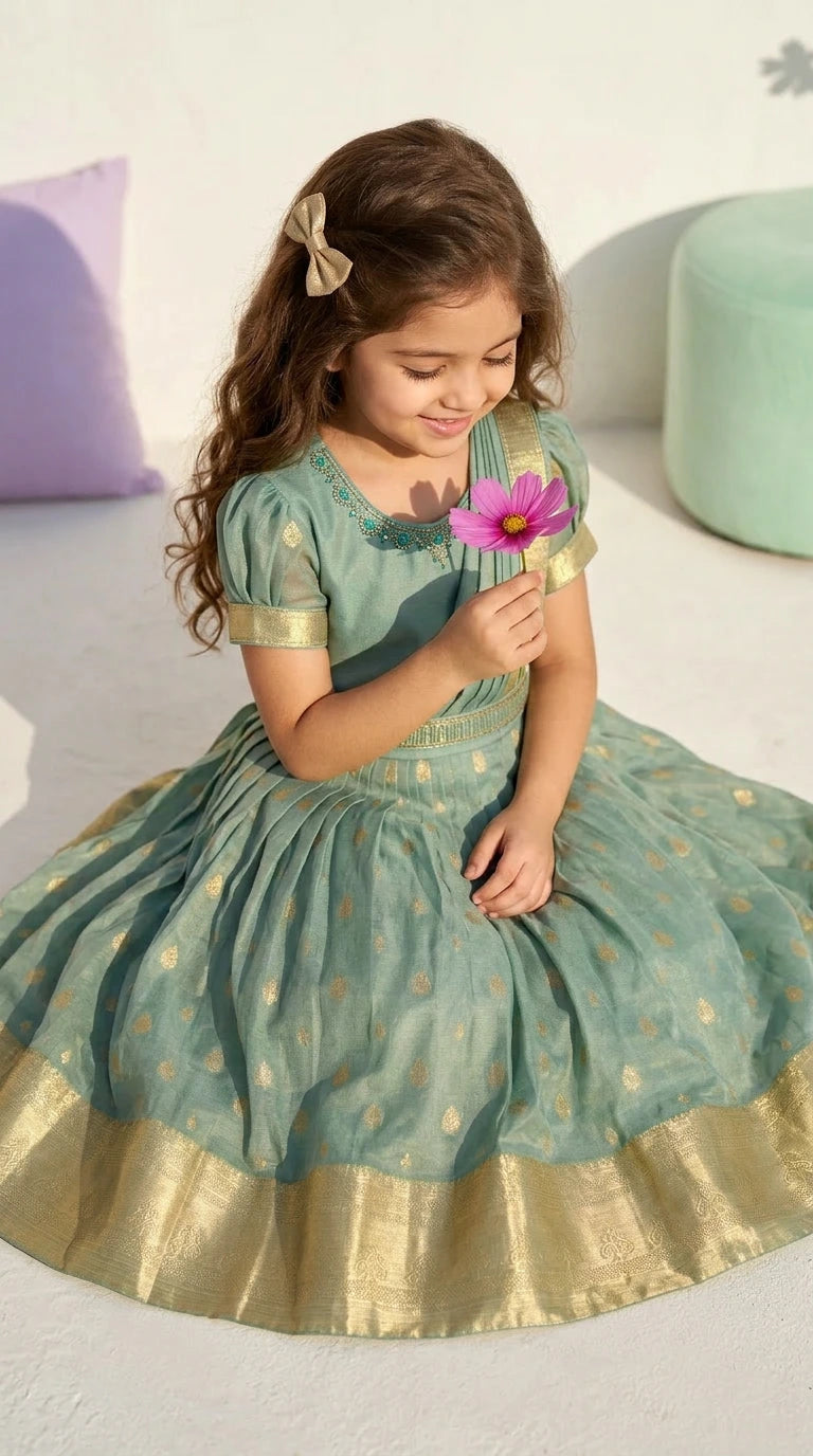 Mint Gold Ethnic Charm Gown