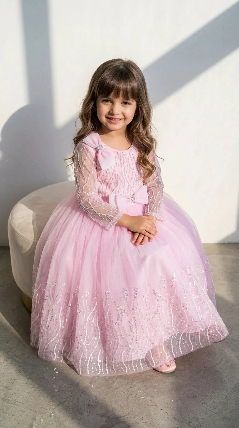Blush Sparkle Bow Princess Gown