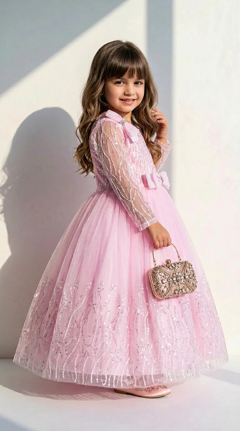 Blush Sparkle Bow Princess Gown