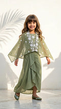 Olive Green Cape Style Ethnic Set