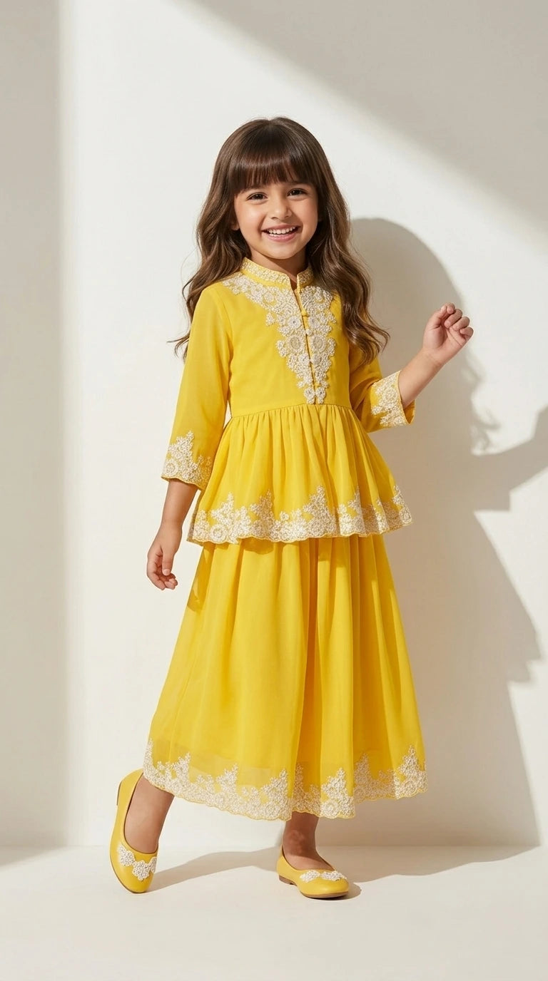 Sunshine Yellow Ethnic Peplum Set