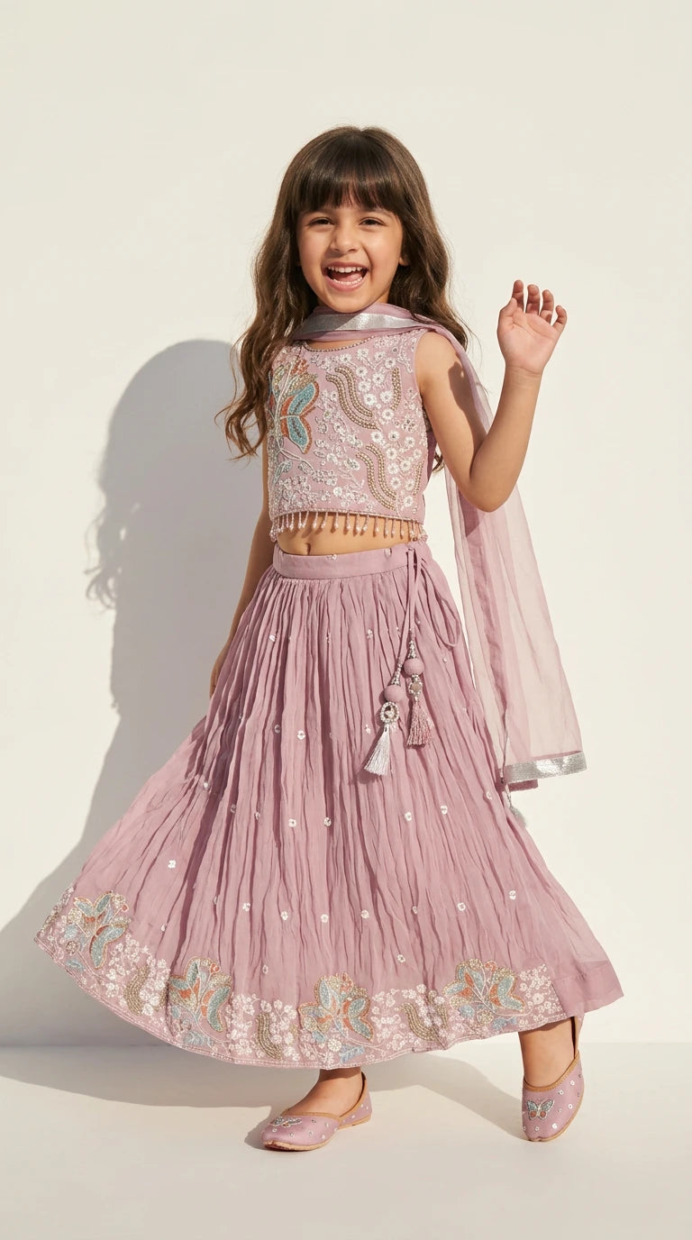 Dusty Pink Embellished Lehenga Set