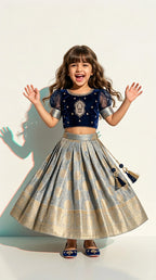 Navy Blue & Gold Festive Lehenga Set