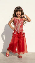 Red Indo-Western Palazzo Set