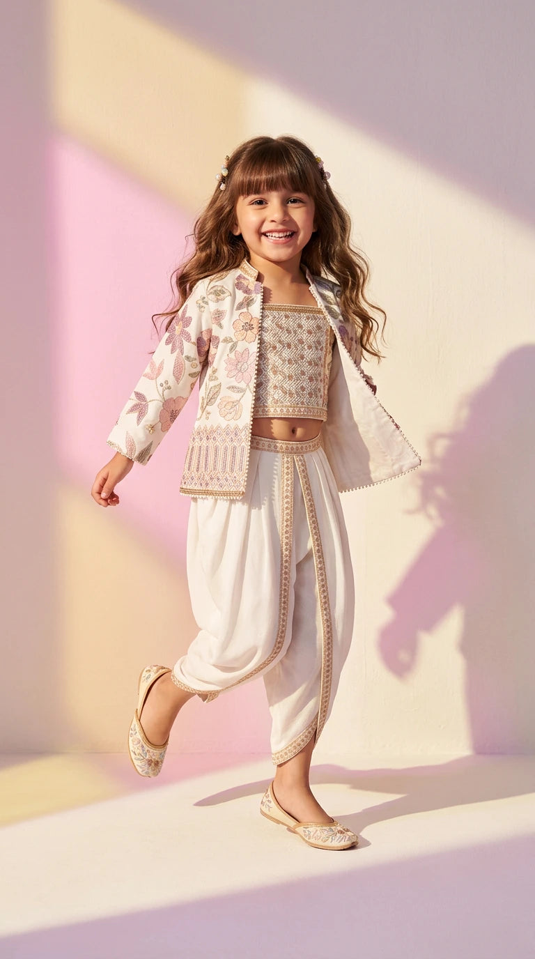Floral Jacket Dhoti Set