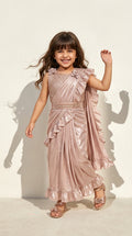 Rose Gold Draped Saree Gown