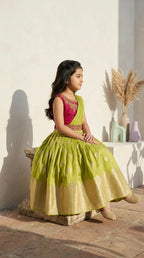 Lime Green & Magenta Lehenga Set